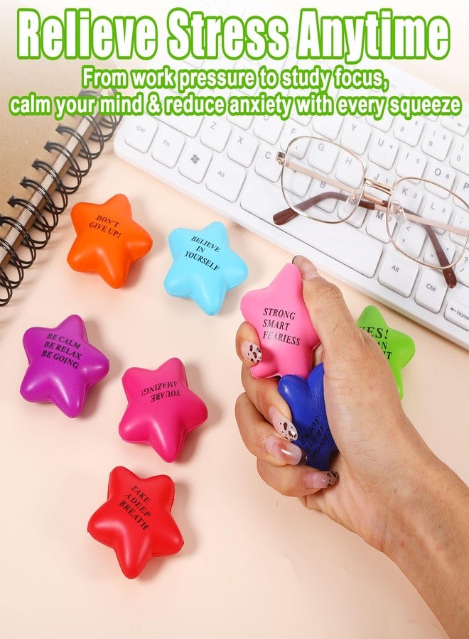 SXoonKing 40Pcs Star Stress Balls for Adults, Motivational Gifts- Colorful Foam Stress Balls Bulk with Motivational Quotes, Squeeze Toys Party Favors Gifts for Adults Fidget Anxiety & Anger Relief - Image 4